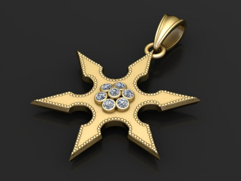 Gold star pendant 3D Print Model