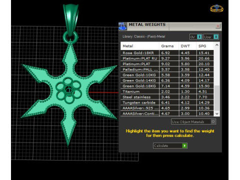 Gold star pendant 3D Print Model