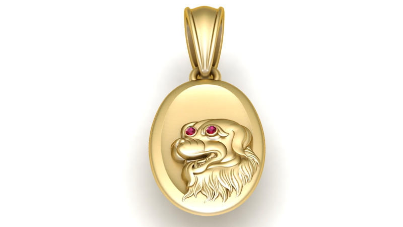Gold dog pendant 3D printmodel .c4d .max .obj .3ds .fbx .stl .blend