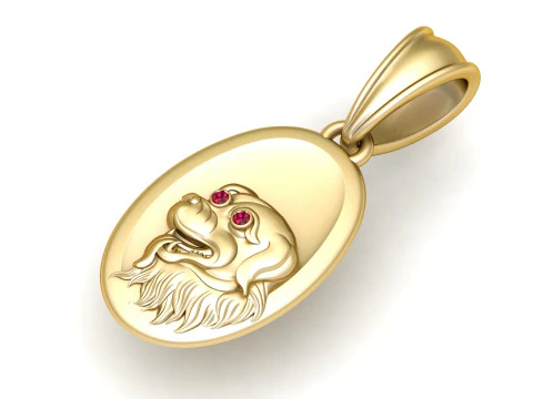 Gold dog pendant 3D Print Model