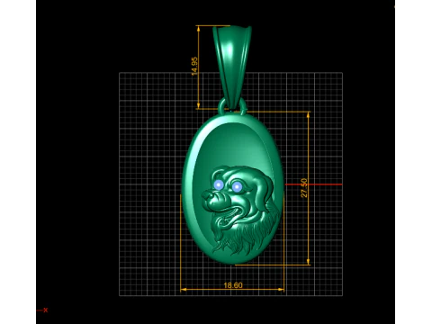 Gold dog pendant 3D Print Model