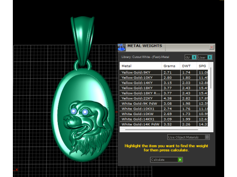 Gold dog pendant 3D printmodel