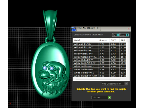 Gold dog pendant 3D Print Model