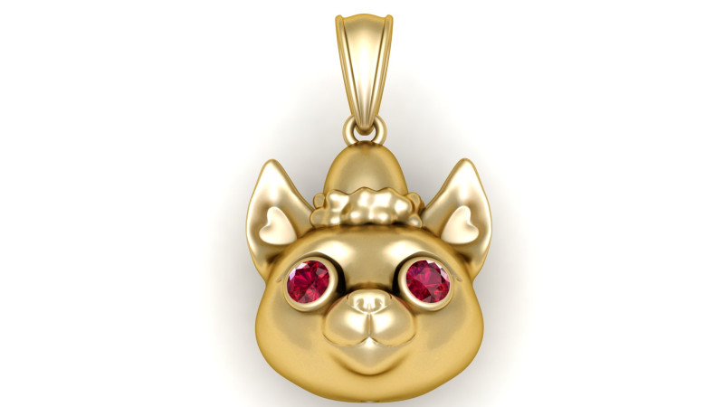 Gold cat pendant 3D 打印模型 .c4d .max .obj .3ds .fbx .stl .blend 
