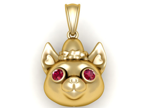 Gold cat pendant 3D प्रिंट मॉडल