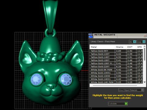 Gold cat pendant 3D 打印模型