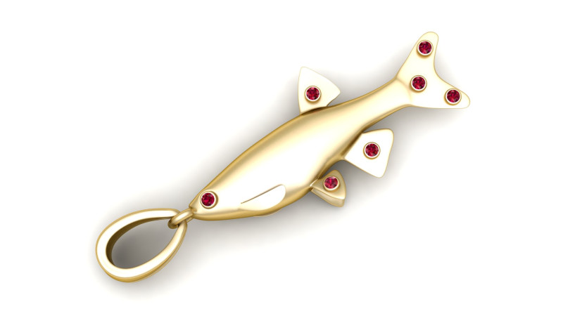 Gold fish pendant 3D Print Model .c4d .max .obj .3ds .fbx .stl .blend