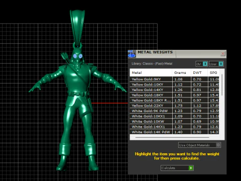 ゴールド戦士ペンダント 3Dプリントモデル