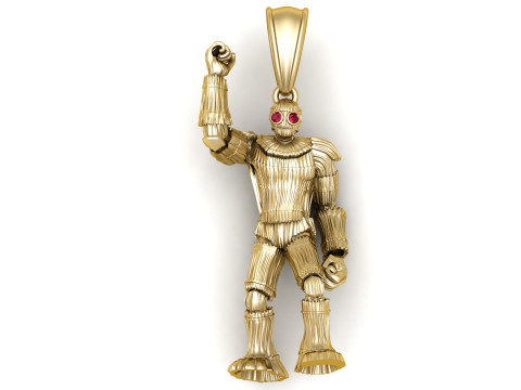 Gold robot pendant Model Cetak 3D