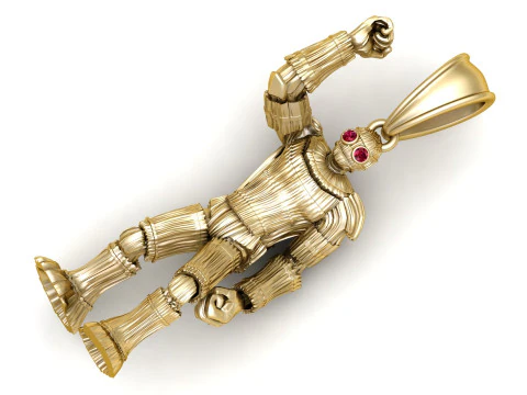 Gold robot pendant 3D Print Model