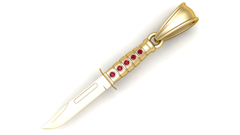 Gold dagger pendant Modello di stampa 3D .c4d .max .obj .3ds .fbx .stl .blend 