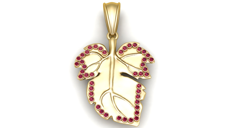 Gold leaf pendant 3D Print Model .c4d .max .obj .3ds .fbx .stl .blend