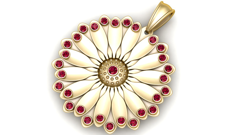 Gold flower pendant 3D प्रिंट मॉडल .c4d .max .obj .3ds .fbx .stl .blend