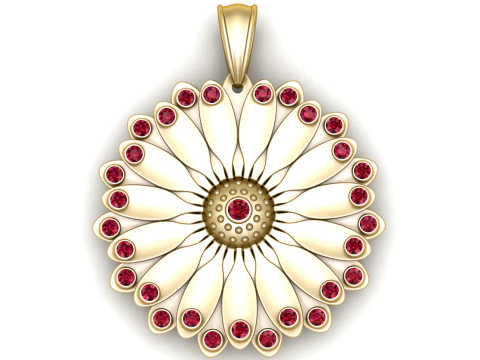 Gold flower pendant 3D Print Model