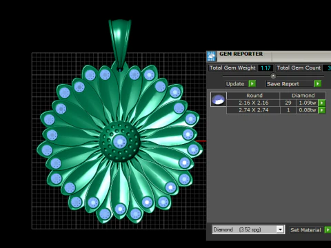 Gold flower pendant 3D Print Model
