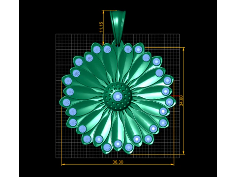 Gold flower pendant 3D Print Model