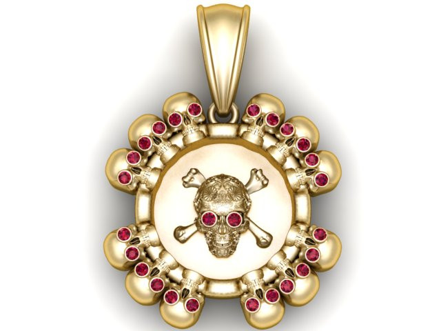 Gold skull pendant 3D 打印模型 .c4d .max .obj .3ds .fbx .stl .blend 