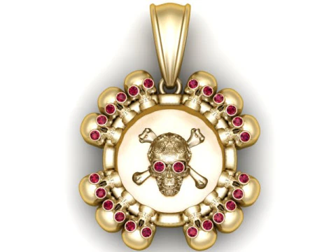 金色骷髅吊坠 3D 打印模型