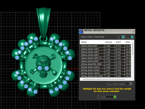 Gold skull pendant 3D 打印模型
