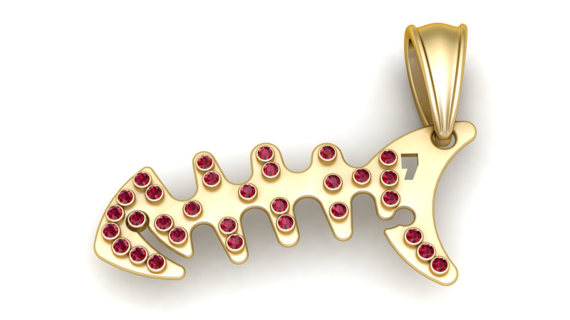 Fishbone pendant 3D 打印模型 .c4d .max .obj .3ds .fbx .stl .blend 