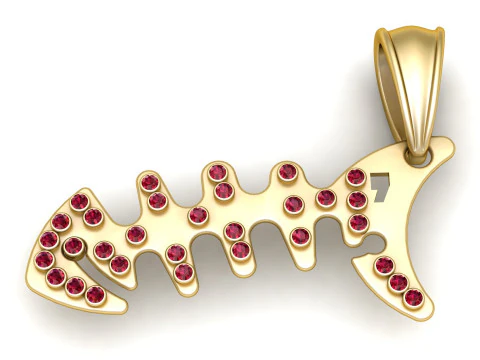 Кулон из рыбьей кости 3D Принт Модель