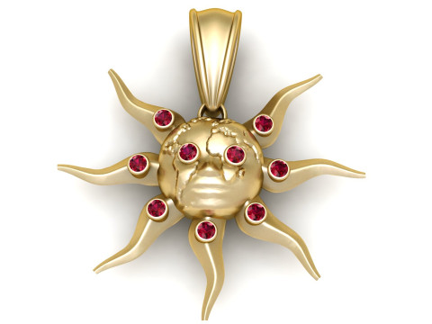 Sun pendant gold Model do druku 3D