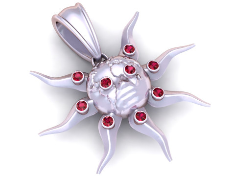 Sun pendant gold 3D Print Model