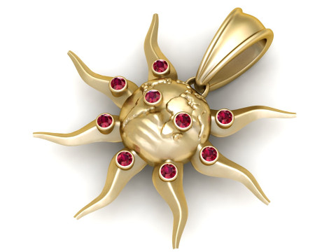Sun pendant gold 3D Print Model