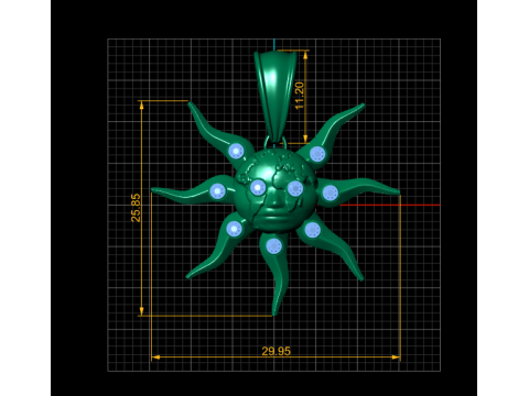 Sun pendant gold 3D Print Model