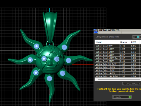 Sun pendant gold 3D Print Model