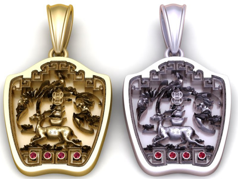 Gold floral pendant 3D Print Model