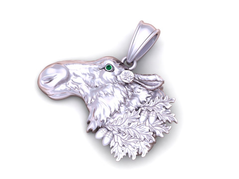 Wild Moose Head Gold Pendant 3D Принт Модель