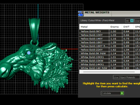 Wild Moose Head Gold Pendant 3D Print Model