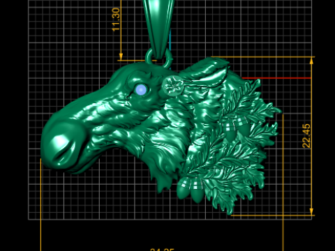Wild Moose Head Gold Pendant 3D Принт Модель