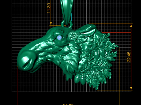 Wild Moose Head Gold Pendant 3D Print Model