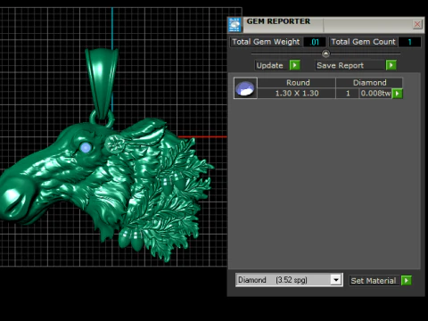 Wild Moose Head Gold Pendant 3D Print Model