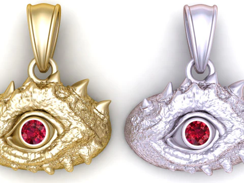 Ejderha G&ouml;z&uuml; Altın Kolye 3D Baskı Modeli