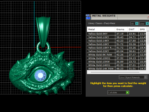 Dragons Eye Gold Pendant Modello di stampa 3D