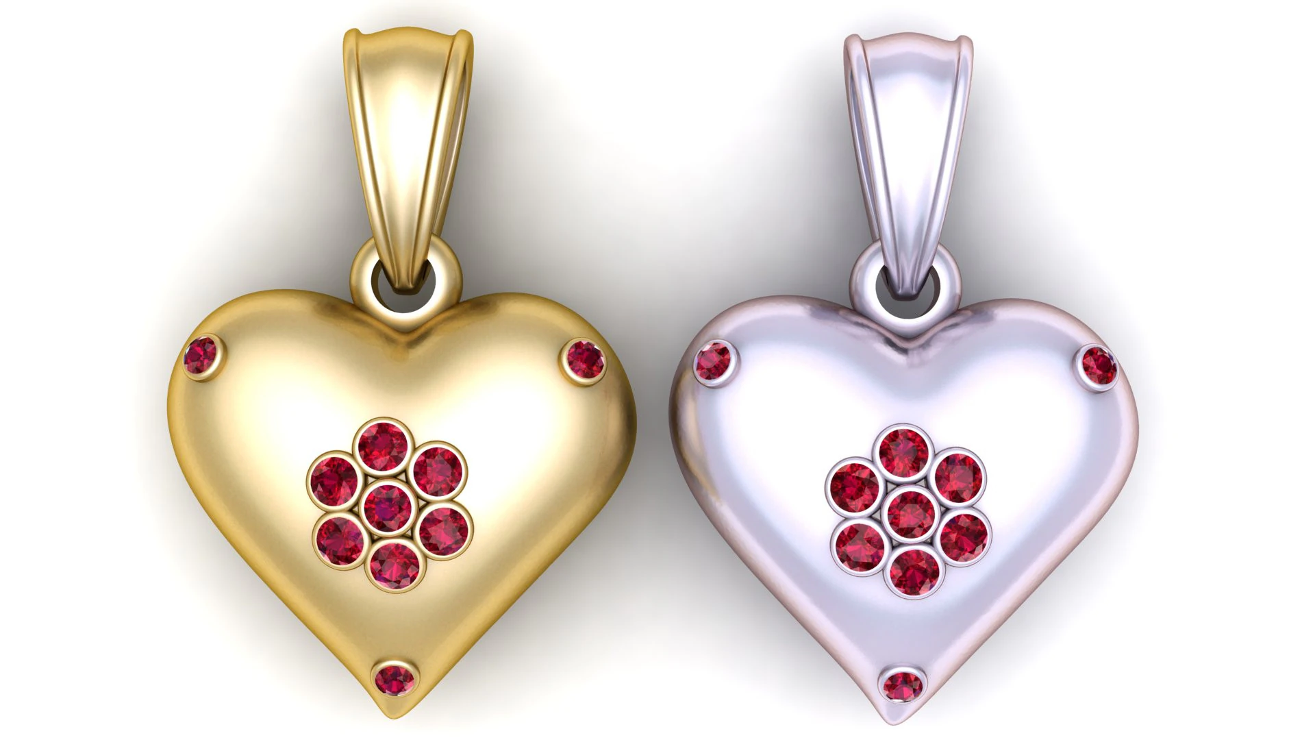 Golden Heart Pendant 3D Print Model .c4d .max .obj .3ds .fbx .stl .blend 