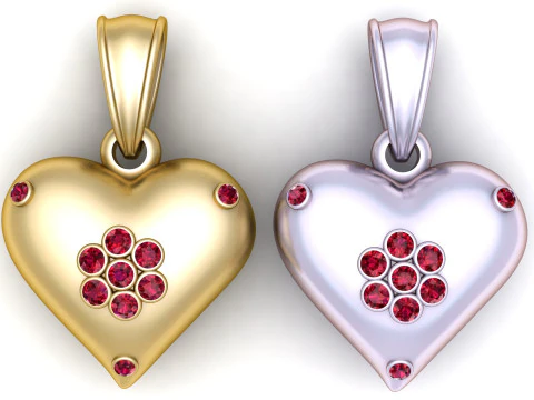 Golden Heart Pendant 3D Print Model
