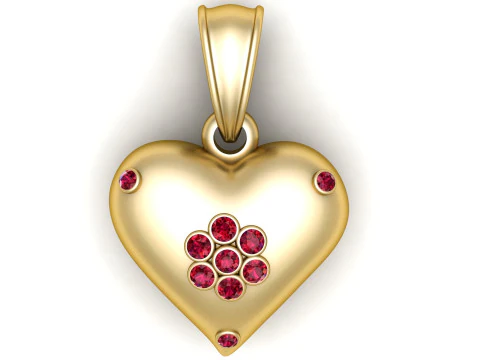 Golden Heart Pendant 3D Print Model