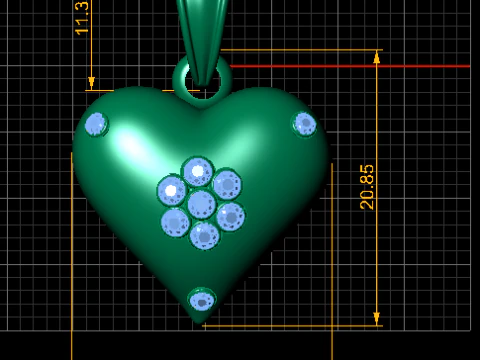 Golden Heart Pendant 3D Print Model