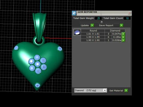 Golden Heart Pendant 3D Print Model