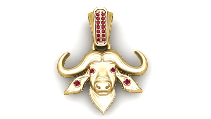 Golden Buffalo Head 3Dプリントモデル .c4d .max .obj .3ds .fbx .stl .blend