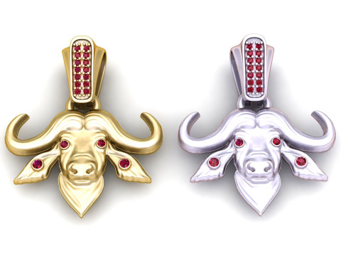 Golden Buffalo Head 3Dプリントモデル