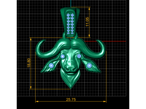 Golden Buffalo Head 3Dプリントモデル