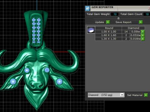 Golden Buffalo Head 3Dプリントモデル