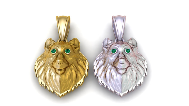 Golden Lion Head Pendant 3D Print Model .c4d .max .obj .3ds .fbx .stl .blend