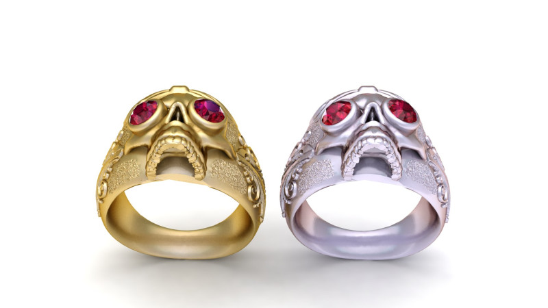 Gold skull ring 3D 打印模型 .c4d .max .obj .3ds .fbx .stl .blend 