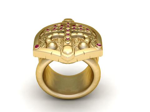 Gold fantasy shield ring 3D Принт Модель